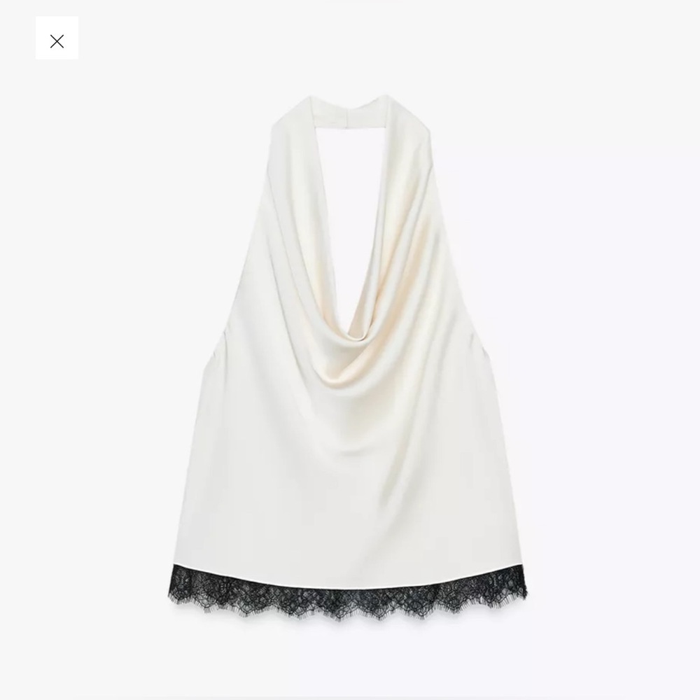 Zara satin effect lace halter top - Picture 6 of 7
